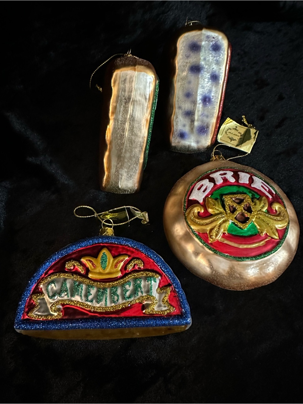 4 Mark Roberts Christmas Ornaments Parmigiano Camembert Roquefort Brie Cheese - Picture 4 of 5